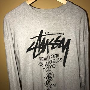 Stussy World Tour Longsleeve Tee (Grey)